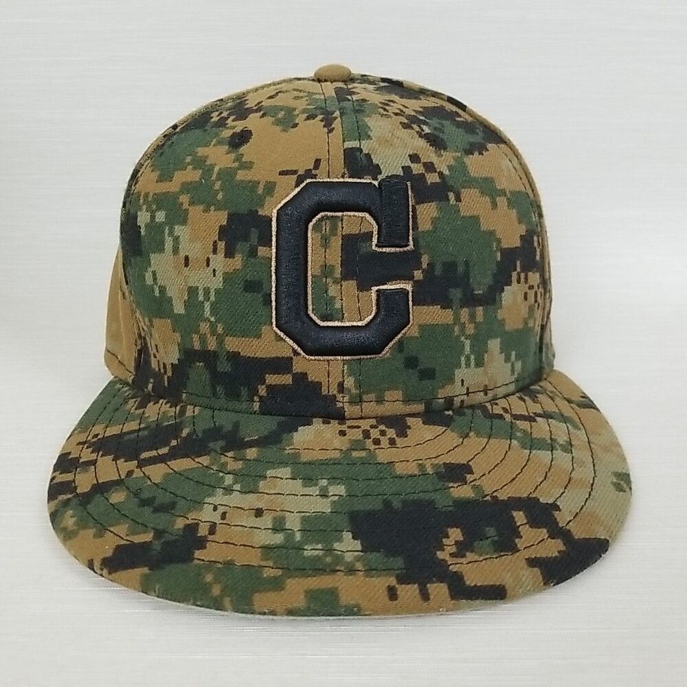 New Era 59fifty Digital Camo Cleveland Indians MLB Hat Cap Fitted 7 1/8